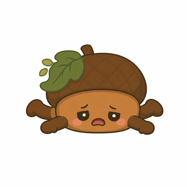 ZERA acorn mascot — Fall Down · Front