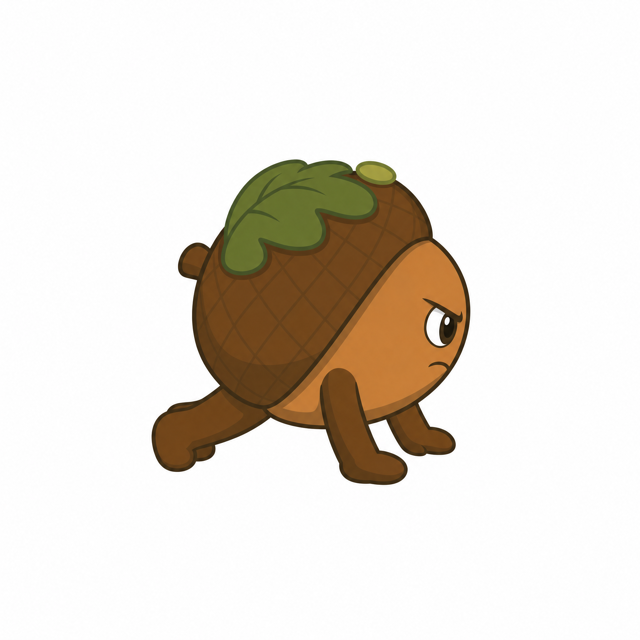 ZERA acorn mascot — Get Up · Side
