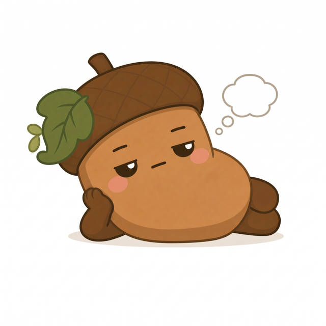 ZERA acorn mascot — Bored