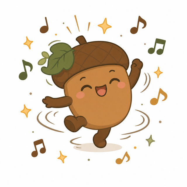 ZERA acorn mascot — Dancing