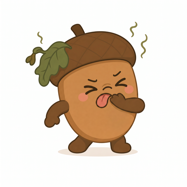 ZERA acorn mascot — Disgusted
