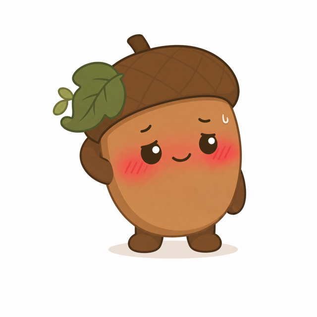 ZERA acorn mascot — Embarrassed