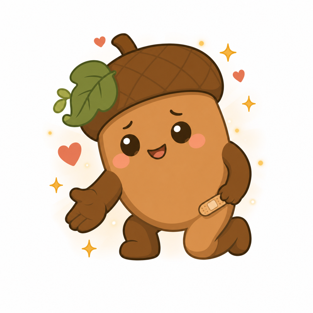 ZERA acorn mascot — Helping