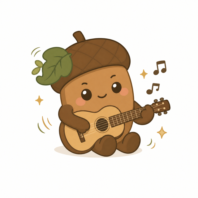 ZERA acorn mascot — Playing Guitar