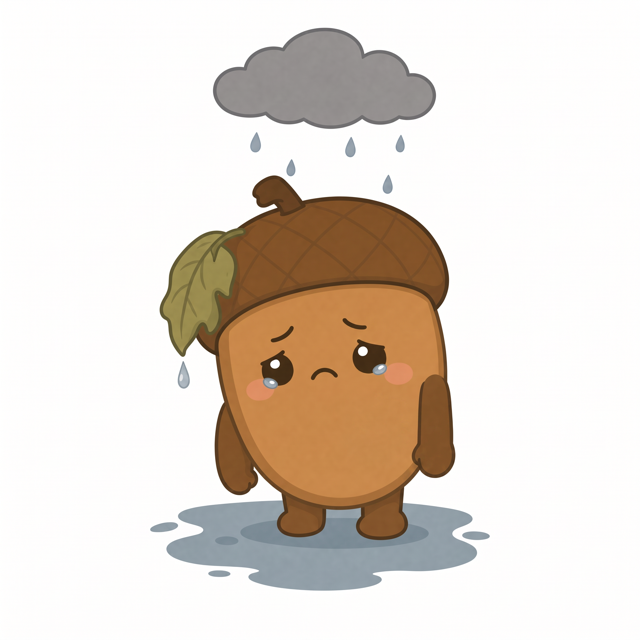 ZERA acorn mascot — Sad