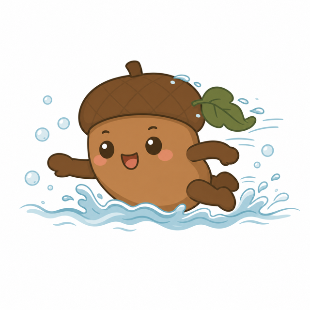 ZERA acorn mascot — Swimming
