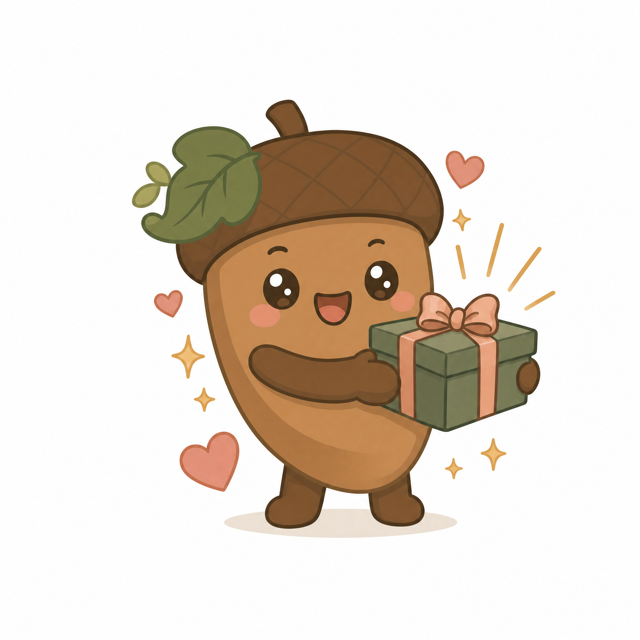 ZERA acorn mascot — Sharing