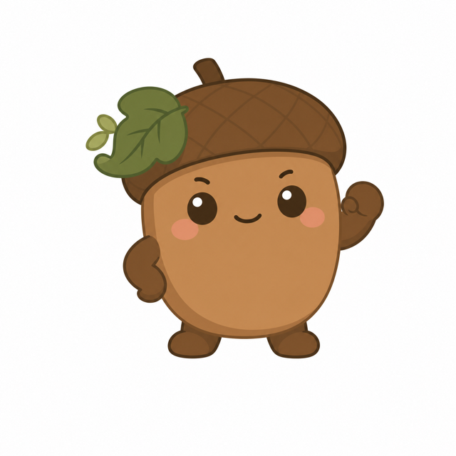 ZERA acorn mascot — Confident