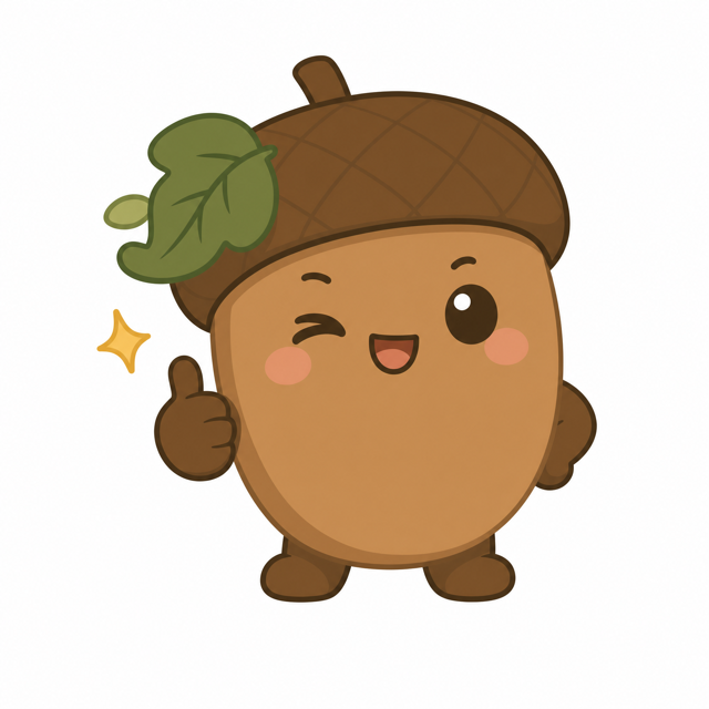 ZERA acorn mascot — Thumbs Up