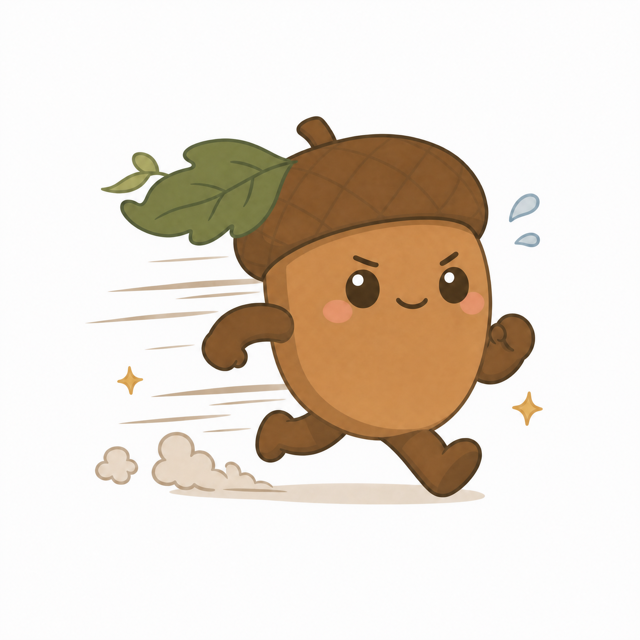 ZERA acorn mascot — Running