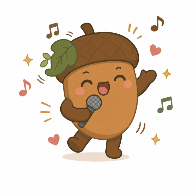 ZERA acorn mascot — Singing