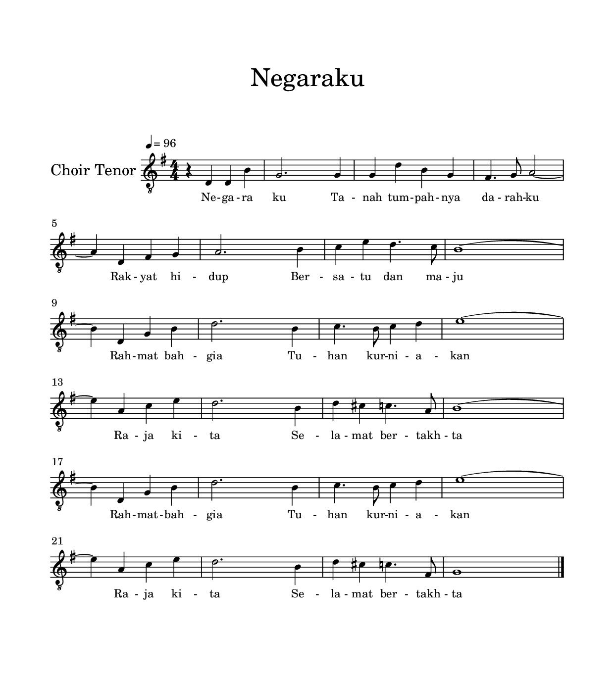 Negaraku — choir score