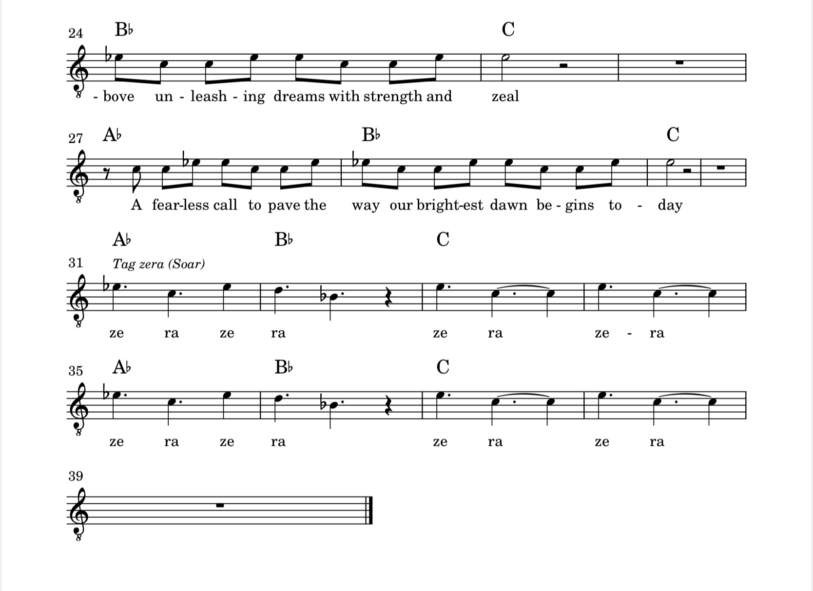 zera Anthem — choir score, part 2